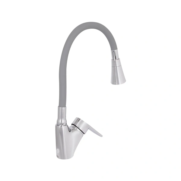 Фото Змішувач для кухні Lidz Tani 007F3 з гнучким виливом (k40) Chrome/Grey