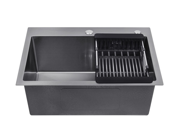 Кухонна мийка Kroner 58*43 PVD 3,0/1,0 мм (колір чорний) + змішувач для кухні Kroner PVD