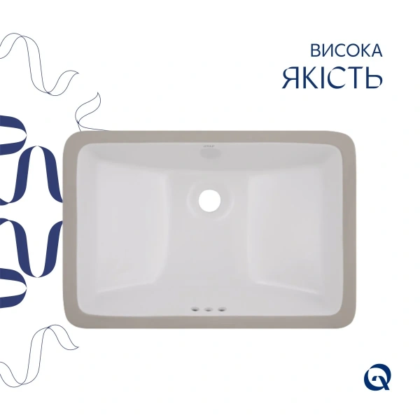 Комплект Qtap Stork: Раковина врізна прамокутна 535x365x190 мм White + Донний клапан PU02O QT15116032WN47293