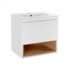 Комплект Qtap Robin 600х580х437 White/Whitish oak тумба підвісна + раковина врізна