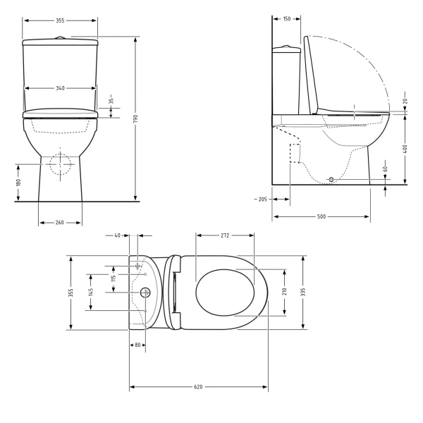 Унітаз підлоговий Qtap Arvin Ultra Quiet 630×350×795 мм з сидінням Soft-close, White
