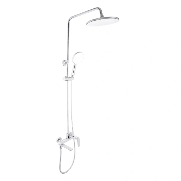 Душова система на три споживача (з виливом) хром телескопічна 773-1600 мм Qtap Evia