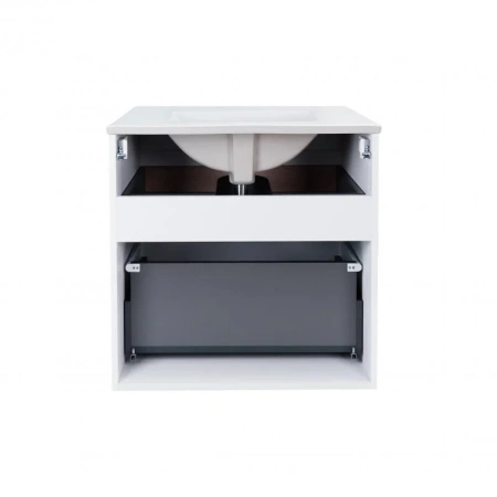 Комплект Qtap Virgo 600х580х437 White/Whitish oak підвісна тумба + раковина врізна