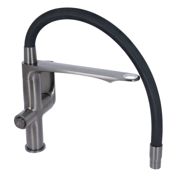 Змішувач для кухні з гнучким виливом і підключенням для питної PVD Vlasta New Qtap