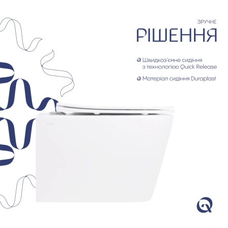 Унітаз підвісний у білому кольорі 520х360х290 з сидінням з мікроліфтом Slim Duroplast Qtap Crow
