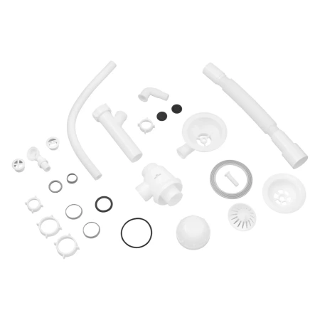 Сифон для кухонної мийки Kroner KRP KS02R-1WHI 3 1/2"х40/50 мм з відводом для пральної машини, з кру