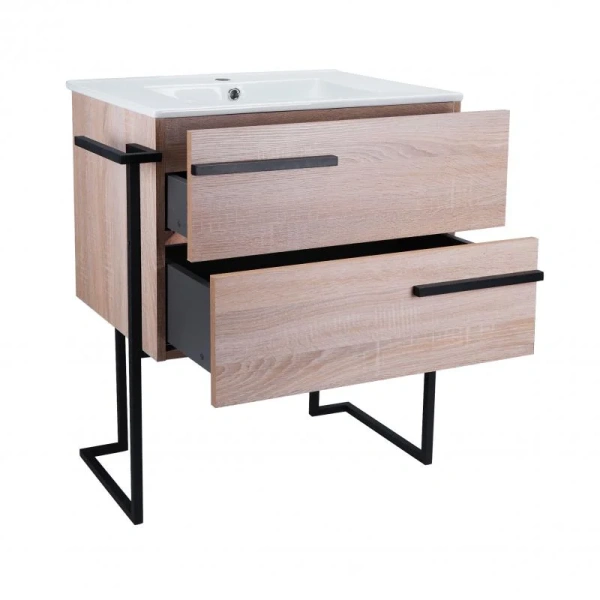 Комплект Qtap Taurus 700х800х437 Whitish oak тумба для пола + раковина врізна