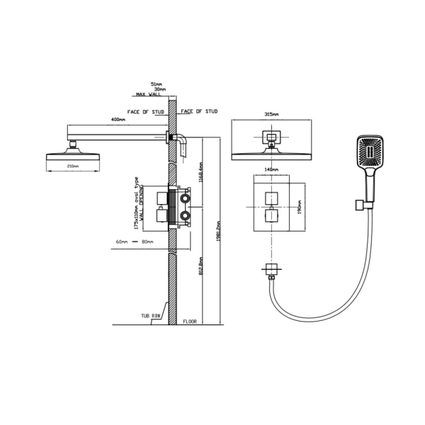 Душова система термостатична прихованого монтажу на два споживача Qtap Aquarius
