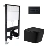 Готове рішення Qtap для ванної кімнати: підвісний унітаз Crow Ultra Quiet 485x340x290 + комплект інсталяції Standard (лінійна клавіша Black)