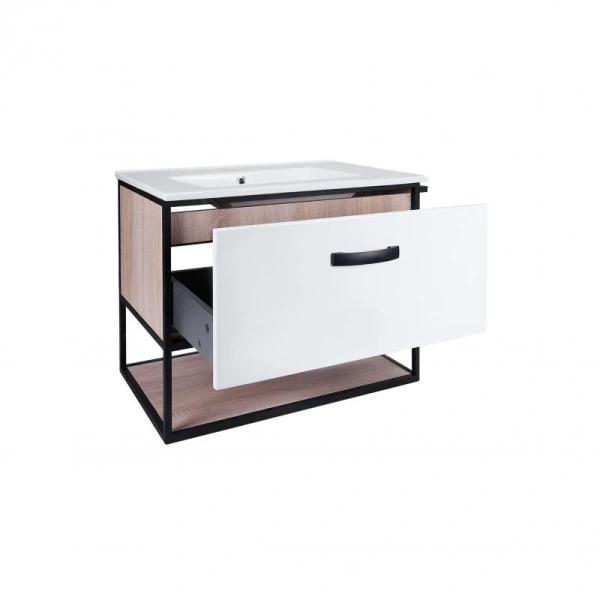 Комплект Qtap Taurus 600х580х437 White/Whitish oak підвісна тумба + раковина врізна