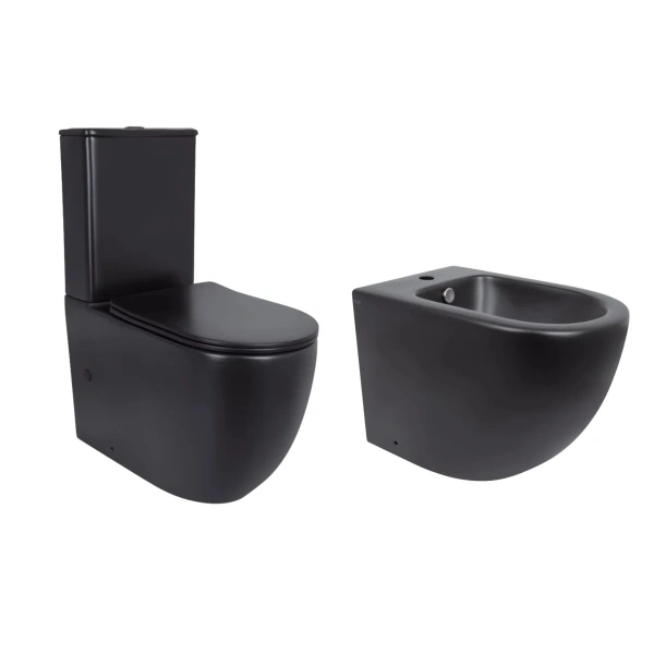 Акційний набір: Унітаз напольний Robin Ultra Quiet 660x360x855 Black + Біде напольне Robin 565x360x405 Black