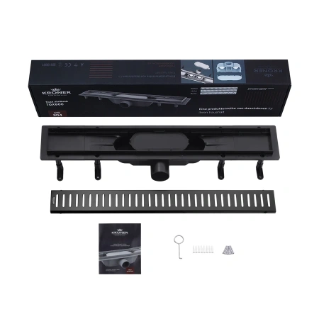 Фото Набор 3 в 1 душова система Kroner Armada-SCH066 + змішувач Edelstahl Klassisch-SCH010 + трап лінійний Harz SCH60 Sektion Schwarz