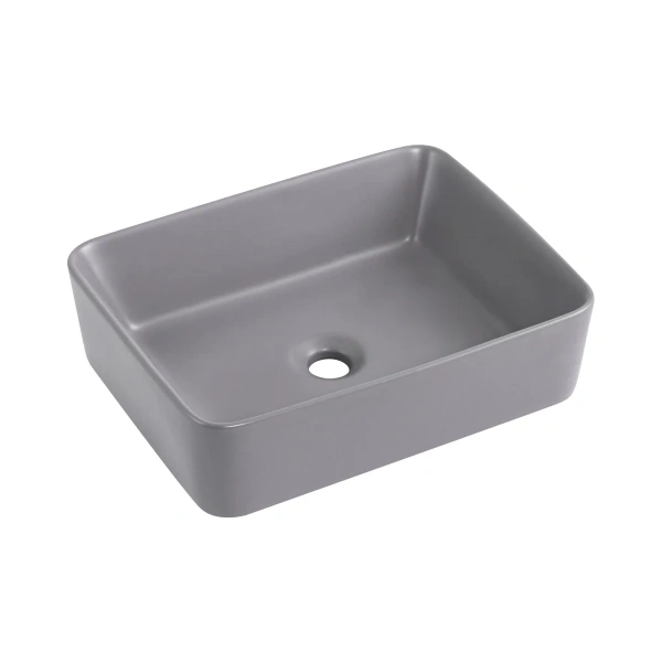Раковина накладна Qtap Tern 480x370x135 мм, Stone grey, прямокутна, з донним клапаном