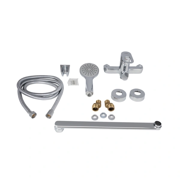 Змішувач для ванни з довгим поворотним виливом та душовим гарнітуром Lidz Latwa