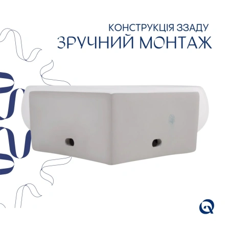 Раковина підвісна Leo N 380x360x130 мм, White, кутова, овальна, без донного клапана Qtap