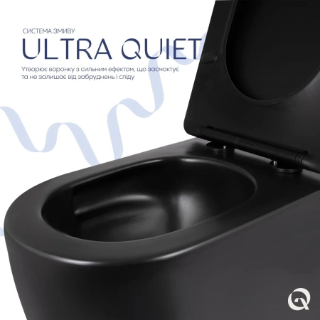 Унітаз підвісний Qtap Taurus Ultra Quiet 515×360×350 мм, Matt Black, з сидінням Slim Duroplast / Soft-close / Quick Release