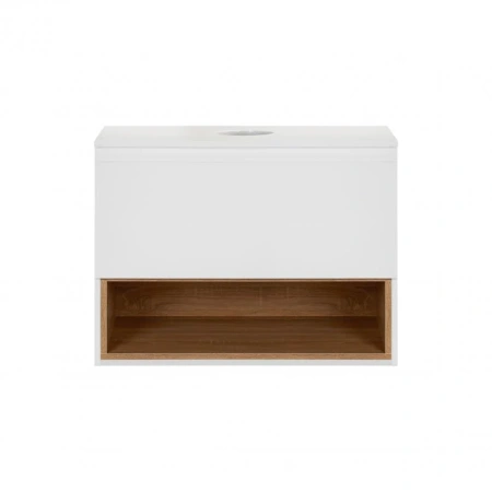 Тумба підвісна Qtap Robin 600х476х437 White/Whitish oak зі стільницею