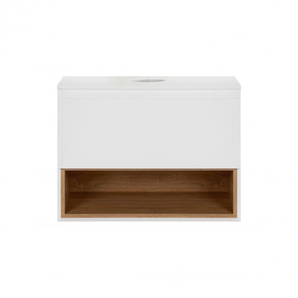 Тумба підвісна Qtap Robin 600х476х437 White/Whitish oak зі стільницею