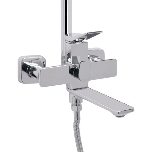 Душова система на три споживача (з виливом) у чорному хром, телескопічна 955-1585 мм Qtap Presto