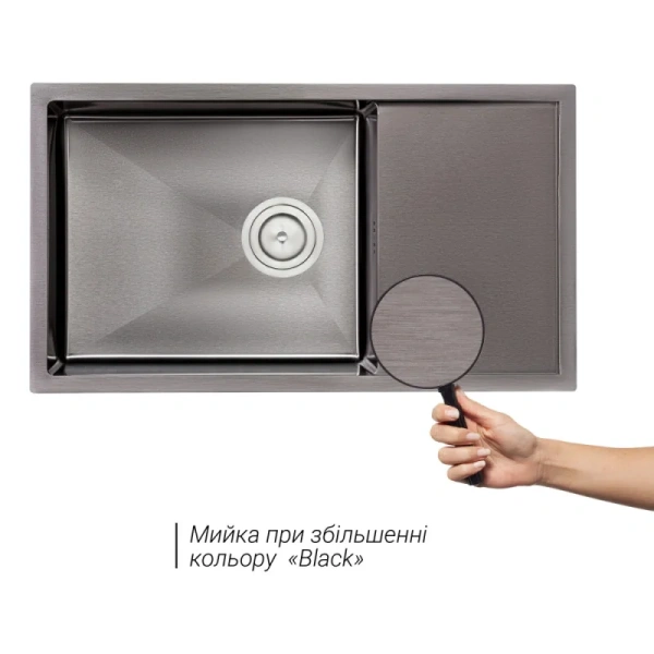 Фото Кухонна мийка Qtap D7844BL 3.0/1.2 мм