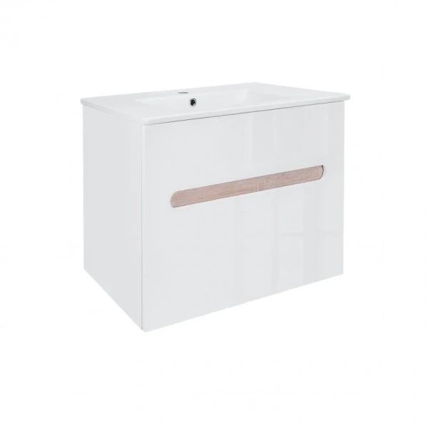Комплект Qtap Virgo 700х580х437 White/Whitish oak підвісна тумба + раковина врізна