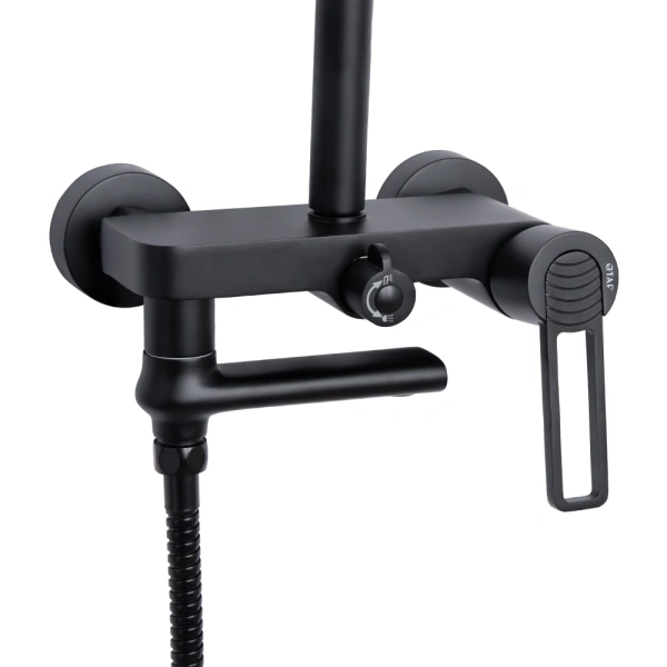 Душова система з виливом у чорному кольорі телескопічна Qtap Taurus