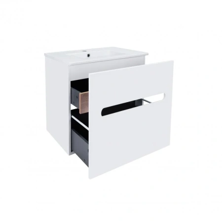 Комплект Qtap Virgo 600х580х437 White/Whitish oak підвісна тумба + раковина врізна