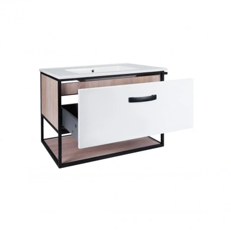 Комплект Qtap Taurus 700х580х437 White/Whitish oak підвісна тумба + раковина врізна