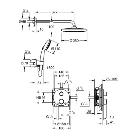 Фото Душова система термостатична Grohe QuickFix Precision з Vitalio Start 250