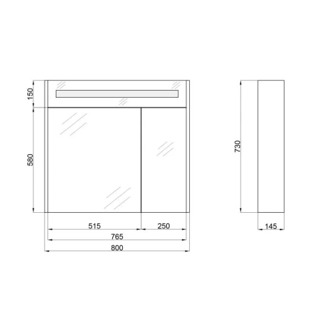 Дзеркальна шафа підвісна Qtap Robin 800х730х145 White з LED-підсвічуванням