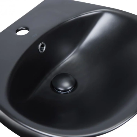 Раковина підвісна моноблок Qtap Virgo 550х430х400 Matt black з донним клапаном