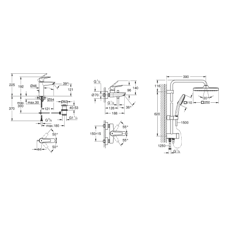 Фото Набір змішувачів 3 в 1 для ванної кімнати Grohe QuickFix Start M-Size