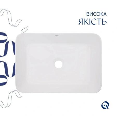 Комплект Qtap Virgo: Раковина накладна прамокутна 490х350х110 мм White + Донний клапан PU02