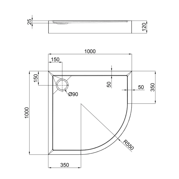 Фото Душовий піддон Qtap Robin 100x100x12 см + сифон