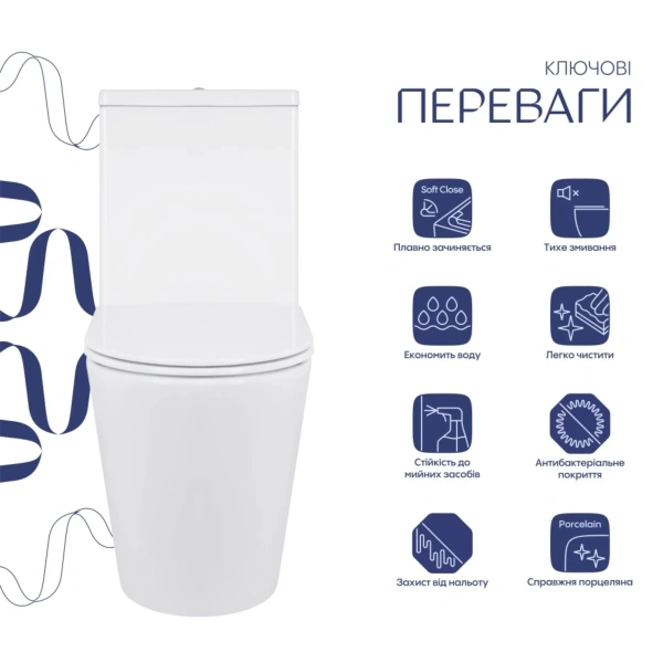 Унітаз підлоговий Qtap Swan Eco Ultra Quiet з сидінням Soft-close 640x360x835 мм White