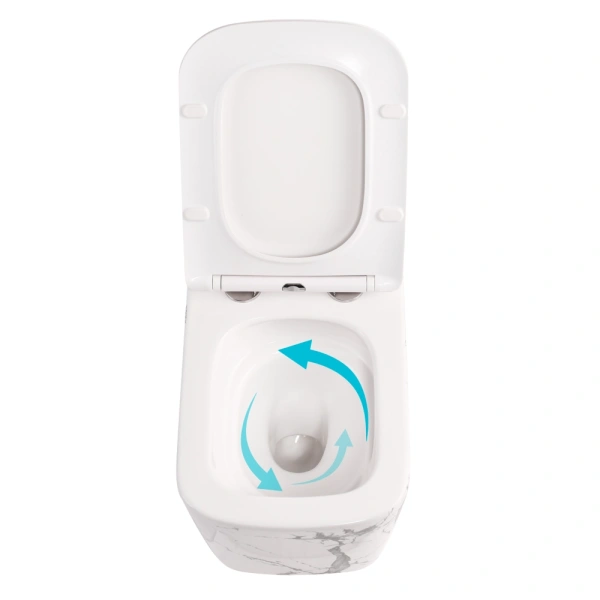 Унітаз підвісний у кольорі мармур 490x365x325 мм з сидінням з мікроліфтом Slim Duroplast Qtap Tern