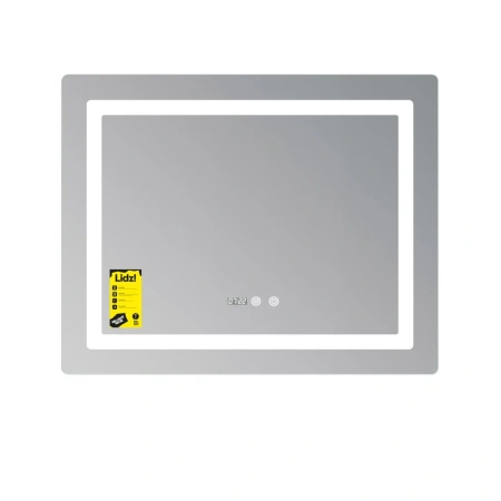 Дзеркало Lidz Kubis (KU2) 1000х800 з годинником, з LED-підсвічуванням Touch, з антизапотіванням, з регулюванням яскравості