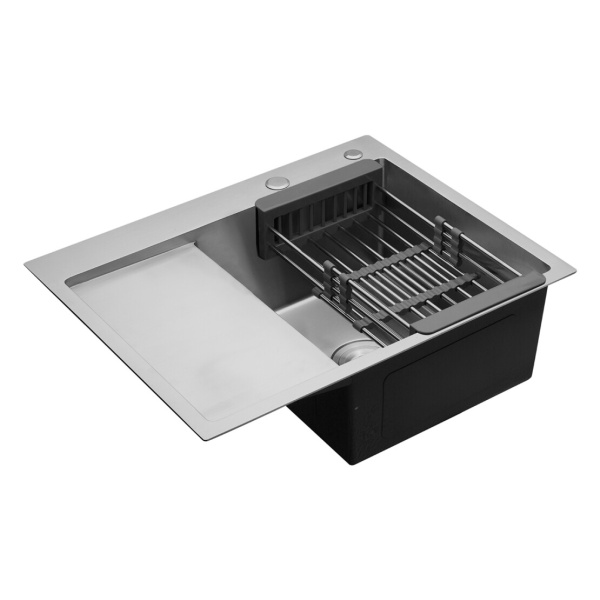 Кухонна мийка крило ліворуч Kroner KRP Gebürstet - 6350RHM (3.0/1.0 мм)