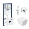 Комплект унітаз з сидінням Qtap Crow WHI + інсталяція Grohe Rapid SL + набір для гігієнічного душу