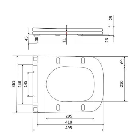 Сидіння для унітаза підлогового (Aries) 445×360×30 мм, White, з мікроліфтом? Slim Duroplast, Quick Release Qtap