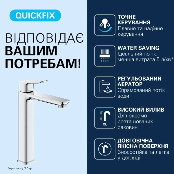 Фото Змішувач для раковини Grohe QuickFix Dice XL-Size