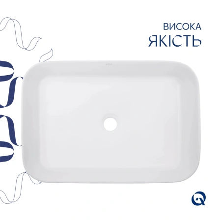 Раковина накладна прямокутна 560х380х130 мм, Qtap Virgo