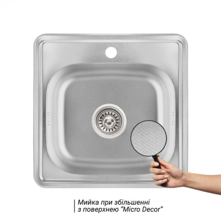 Фото Кухонна мийка Lidz 48*48 Micro Decor 0.6мм