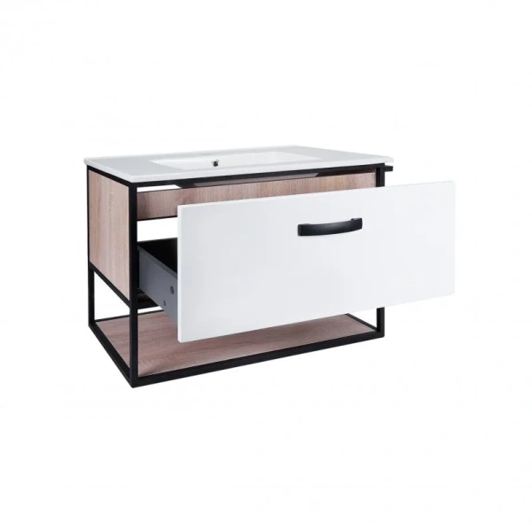 Комплект Qtap Taurus 800х580х437 White/Whitish oak підвісна тумба + раковина врізна