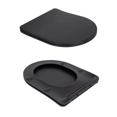 Унітаз підвісний у чорному кольорі 490x365x325 мм з сидінням Slim Duroplast Qtap Robin