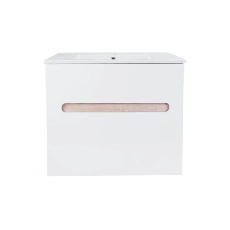 Комплект Qtap Virgo 700х580х437 White/Whitish oak підвісна тумба + раковина врізна