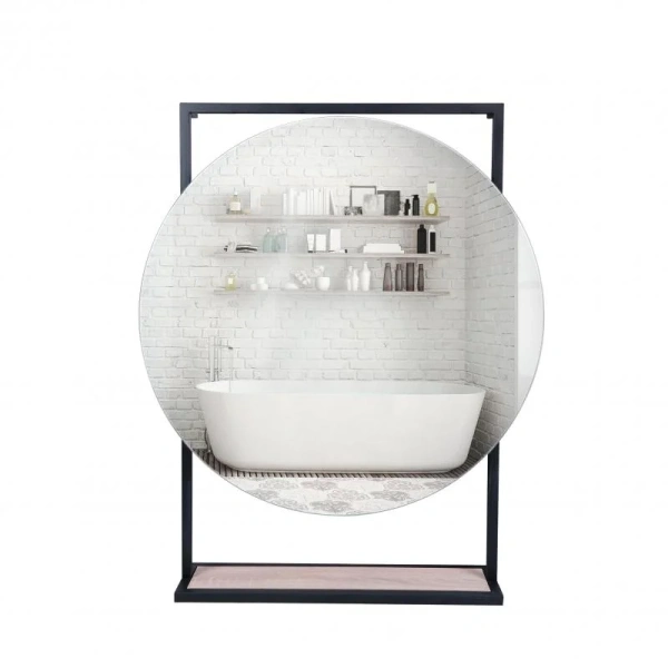 Дзеркало Qtap Taurus 600х850х140 Black/Whitish oak з LED-підсвічуванням