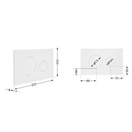 Клавіша змиву Qtap Standard 152x236x28 мм, White, кругла
