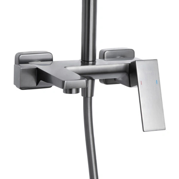 Душова система на три споживача (з виливом) збройна сталь, телескопічна 850-1200 мм Qtap Gemini