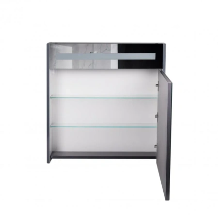 Дзеркальна шафа підвісна Qtap Robin 700х730х145 Graphite з LED-підсвічуванням